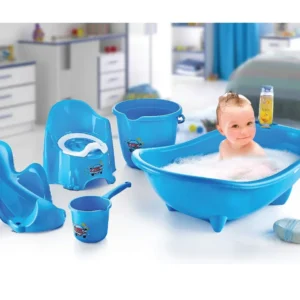 5 Parça Oturaklı Bebek Bakım Yıkama Seti Mavi