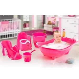 5 Parça Oturaklı Bebek Bakım Yıkama Seti Pembe