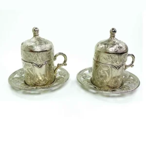 2 Adet Osmanlı Motifli Eskitme Kahve Fincanı