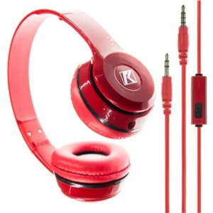 Kırmızı Kulak Üstü Portatif Katlanır Stereo Kulaklık