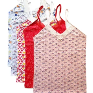 5 Adet Kadın Askılı Desenli Atlet Dantelli Empirme Pamuklu Penye D6-10