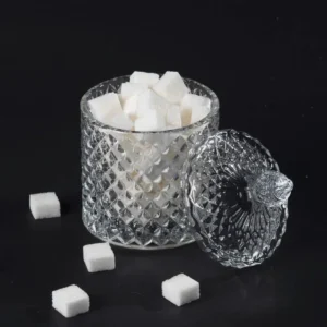 Kristal Desen Noktalı Şekerlik İşleme Kapaklı Çay Sunum 8 x 8 cm