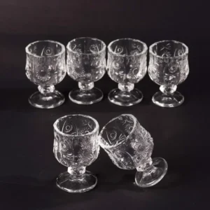 Ayaklı Kahve Yanı Bardağı Kristal Kesim Shot Bardak 7cm x 4 cm 6 Lı Set