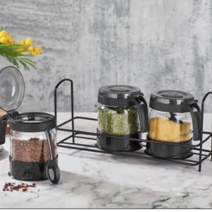 Baharatlık Seti Stantlı Cam 3 X 425 cc Kaşık Hediyeli Dekoratif