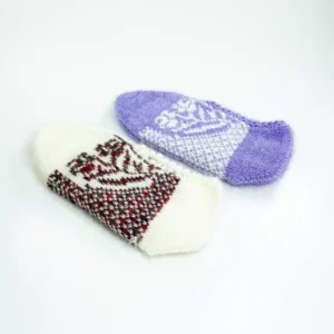 2 Çift El Örgüsü Kışlık Şık Kadın Yün Patik Set 1