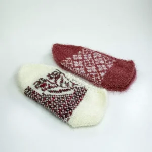 2 Çift El Örgüsü Kışlık Şık Kadın Yün Patik Set 2