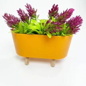 Ayaklı Saksıda Lavanta Çiçeği Dekoratif Yapay Çiçek 8x8x13 cm R1