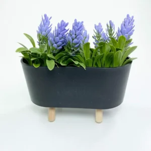 Ayaklı Saksıda Lavanta Çiçeği Dekoratif Yapay Çiçek 8x8x13 cm R2