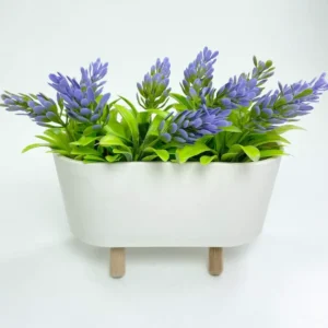 Ayaklı Saksıda Lavanta Çiçeği Dekoratif Yapay Çiçek 8x8x13 cm R3