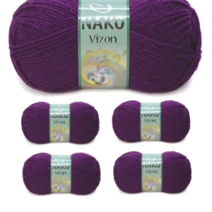 5 Adet Vizon Premium Akrilik El Örgü İpi Yünü Renk No:60 Mürdüm