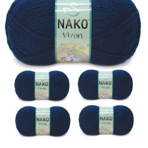 5 Adet Vizon Premium Akrilik El Örgü İpi Yünü Renk No:148 Lacivert