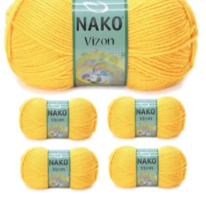 5 Adet Vizon Premium Akrilik El Örgü İpi Yünü Renk No:184 Sarı
