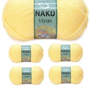 5 Adet Vizon Premium Akrilik El Örgü İpi Yünü Renk No:215 Saman Sarı