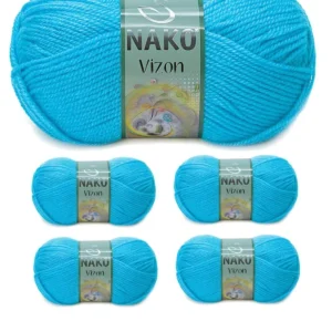 5 Adet Vizon Premium Akrilik El Örgü İpi Yünü Renk No:235 Nazar Boncuğu