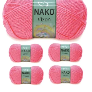 5 Adet Vizon Premium Akrilik El Örgü İpi Yünü Renk No:236 Gül Pembe