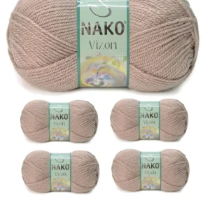 5 Adet Vizon Premium Akrilik El Örgü İpi Yünü Renk No:257 Sütlü Kahve