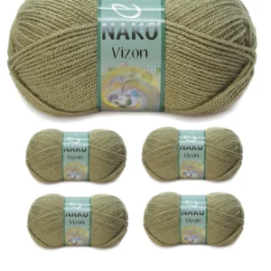 5 Adet Vizon Premium Akrilik El Örgü İpi Yünü Renk No:268 Asker Yeşil