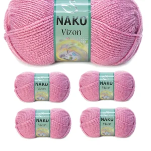 5 Adet Vizon Premium Akrilik El Örgü İpi Yünü Renk No:275 Gül Kurusu