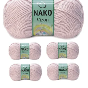 5 Adet Vizon Premium Akrilik El Örgü İpi Yünü Renk No:318 Gül Goncası