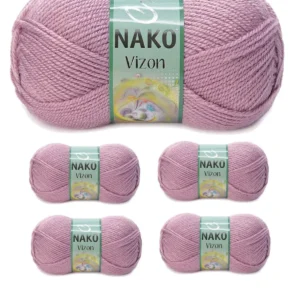 5 Adet Vizon Premium Akrilik El Örgü İpi Yünü Renk No:1429 Vintaj Pembe