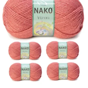 5 Adet Vizon Premium Akrilik El Örgü İpi Yünü Renk No:2574 Gül Kurusu