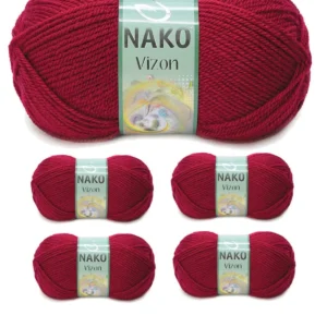 5 Adet Vizon Premium Akrilik El Örgü İpi Yünü Renk No:3630 Vişne Çürüğü