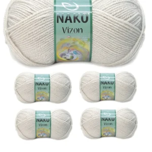 5 Adet Vizon Premium Akrilik El Örgü İpi Yünü Renk No:6383 Mantar Beji