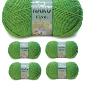 5 Adet Vizon Premium Akrilik El Örgü İpi Yünü Renk No:6574 Çimen Yeşili