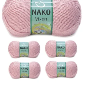 5 Adet Vizon Premium Akrilik El Örgü İpi Yünü Renk No:10275 Pembemsi Pudra