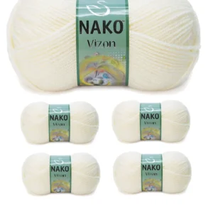 5 Adet Vizon Premium Akrilik El Örgü İpi Yünü Renk No:23403 Eski Dantel