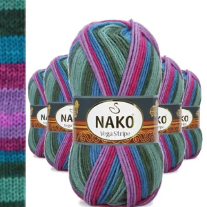 5 Adet Vega Stripe Premium Akrilik El Örgü İpi Yünü No: 82408