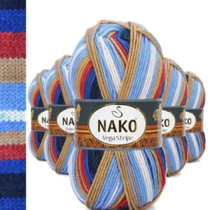 5 Adet Vega Stripe Premium Akrilik El Örgü İpi Yünü No: 82411