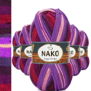 5 Adet Vega Stripe Premium Akrilik El Örgü İpi Yünü No: 82412