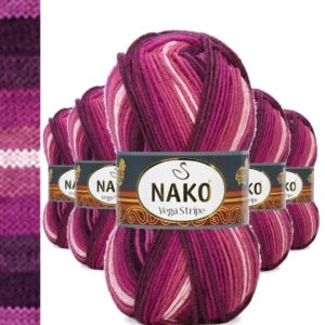 5 Adet Vega Stripe Premium Akrilik El Örgü İpi Yünü No: 82413