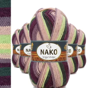 5 Adet Vega Stripe Premium Akrilik El Örgü İpi Yünü No: 82414