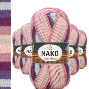 5 Adet Vega Stripe Premium Akrilik El Örgü İpi Yünü No: 82415