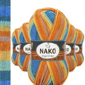 5 Adet Vega Stripe Premium Akrilik El Örgü İpi Yünü No: 82421