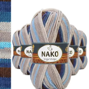 5 Adet Vega Stripe Premium Akrilik El Örgü İpi Yünü No: 82422