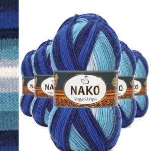 5 Adet Vega Stripe Premium Akrilik El Örgü İpi Yünü No: 82423