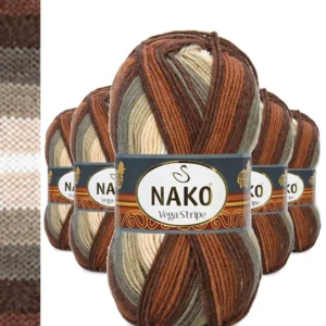 5 Adet Vega Stripe Premium Akrilik El Örgü İpi Yünü No: 82425