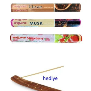 3 Paket 20 Çubuklu Tütsü Musk - Clove - Strawberry - Kayık Hediyeli