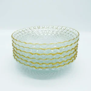 Altın Yaldızlı Cam Tabak Seti Sunumluk 6 lı