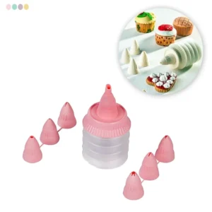 6 Başlıklı Mutfak Pasta Krema Sıkma Süsleme Pompası Aparatı Seti