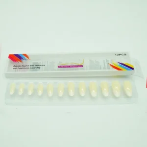 12 Adet Badem Tırnak Tak Ve Çık Kendinden Yapışkanlı Takma Tırnak Krem