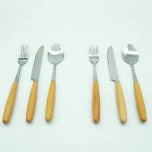 6 Parça Bambu Saplı Lüx Tatlı Çatal-Kaşık-Bıçak Seti 2 Kişilik