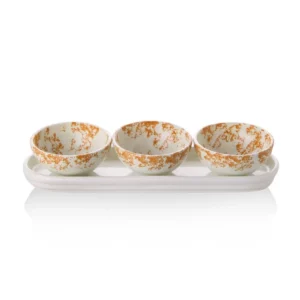 3lü Seramik Tabaklı Çerezlik Lüks Sunumluk