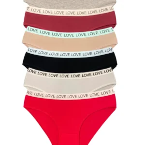6 Adet Pamuklu Esnek Kadın Slip Bikini Külot Geniş Lastikli Baskılı