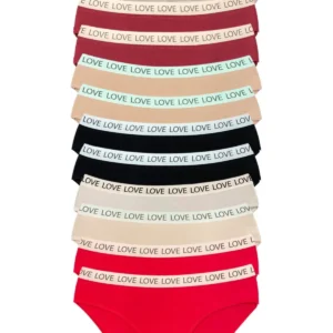 12 Adet Pamuklu Esnek Kadın Slip Bikini Külot Geniş Lastikli Baskılı