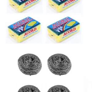 4 Adet Endüstriyel Bulaşık Teli ve 4 Adet Endüstriyel Çok Amaçlı Bulaşık Süngeri Seti