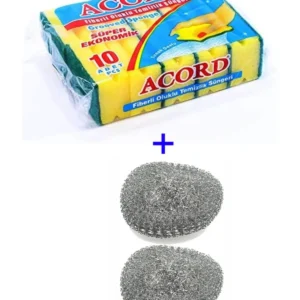 Oluklu Bulaşık Süngeri Ekonomik Paket 10 Adet Kolay Temizlik 2 Adet Bulaşık Teli Hediye